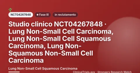 Cover editoriale Strongers per lo studio clinico NCT04267848 (Fase III), stato: in reclutamento — Lung Non-Small Cell Squamous Carcinoma.